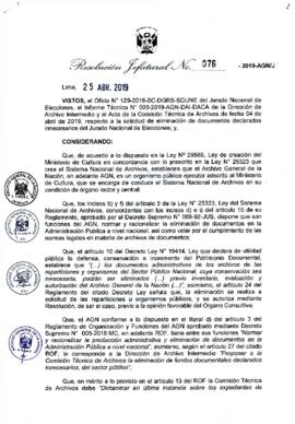 Resolución Jefatural N° 076-2019-AGN/J