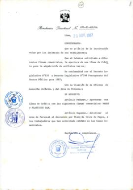 Resolución Directoral N° 78-87-AGN-OA