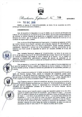 Resolución Jefatural N° 280-2019-AGN/J
