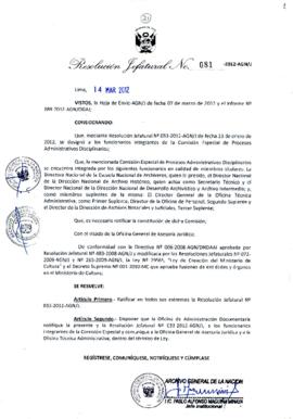 Resolución Jefatural N° 081-2012-AGN/J
