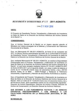 Resolución Directoral N° 059-2011-AGN/OTA