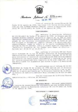 Resolución Jefatural N° 075-1995/AGN/J