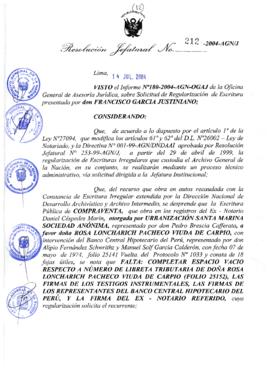 Resolución Jefatural N° 212-2004-AGN/J