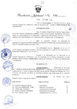 Resolución Jefatural N° 048-1999/AGN/J