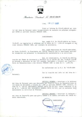 Resolución Directoral N° 59-87-AGN-OA