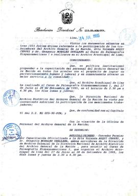 Resolución Directoral N° 015-95-AGN/OTA