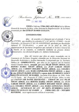 Resolución Jefatural N° 076-2002/AGN/J