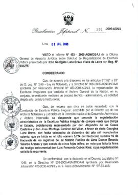 Resolución Jefatural N° 291-2009-AGN/J