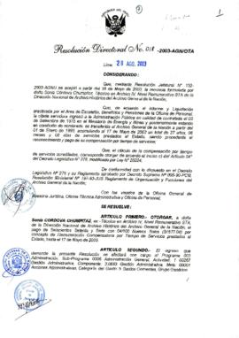 Resolución Directoral N° 018-2003-AGN/OTA