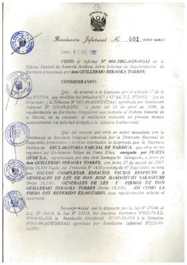 Resolución Jefatural N° 001-2002/AGN/J