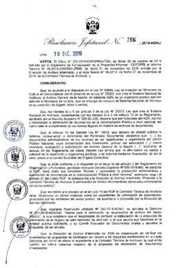 Resolución Jefatural N° 266-2019-AGN/J