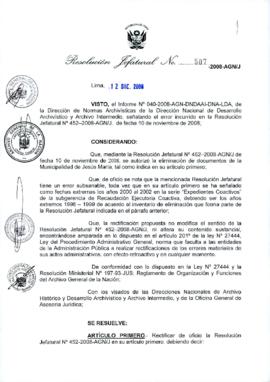 Resolución Jefatural N° 507-2008-AGN/J