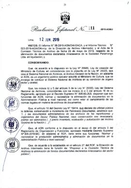 Resolución Jefatural N° 111-2019-AGN/J