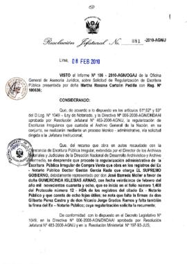 Resolución Jefatural N° 081-2010-AGN/J