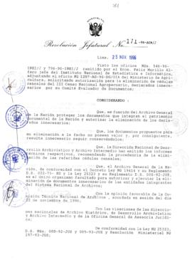 Resolución Jefatural N° 171-1996/AGN/J