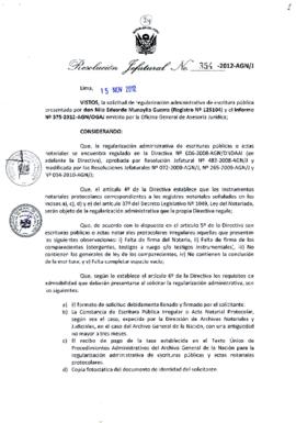 Resolución Jefatural N° 354-2012-AGN/J