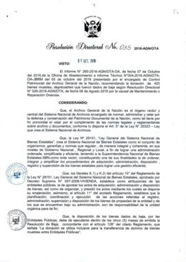 Resolución Directoral N° 035-2016-AGN/OTA