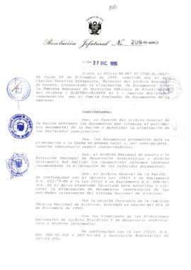 Resolución Jefatural N° 208-1995/AGN/J