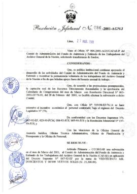 Resolución Jefatural N°086-2001/AGN/J