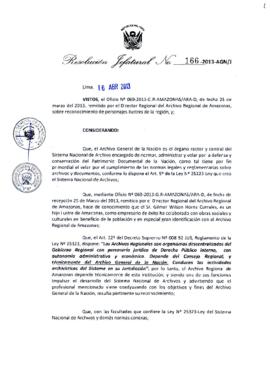 Resolución Jefatural N° 166-2013-AGN/J