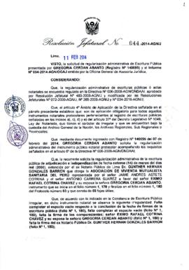 Resolución Jefatural N° 044-2014-AGN/J