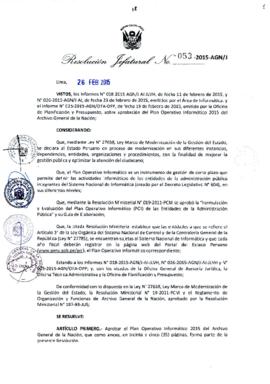 Resolución Jefatural N° 053-2015-AGN/J