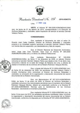Resolución Directoral N° 008-2010-AGN/OTA