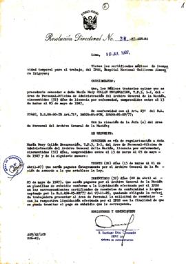 Resolución Directoral N° 36-87-AGN-OA