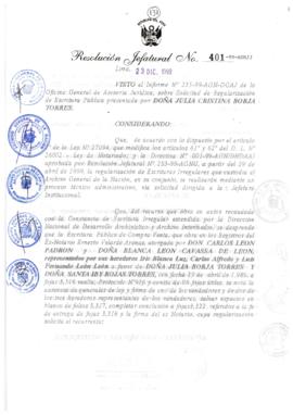 Resolución Jefatural N° 401-1999/AGN/J