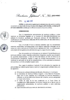 Resolución Jefatural N° 353-2012-AGN/J