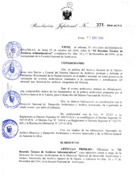 Resolución Jefatural N° 371-2004-AGN/J