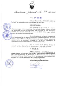 Resolución Jefatural N° 358-2004-AGN/J