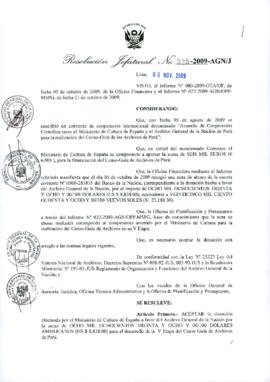 Resolución Jefatural N° 525-2009-AGN/J