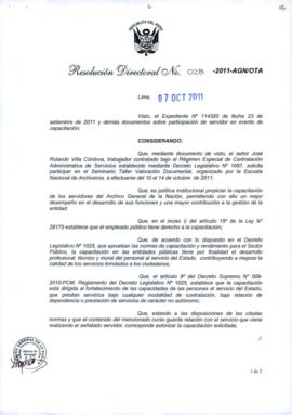 Resolución Directoral N° 028-2011-AGN/OTA