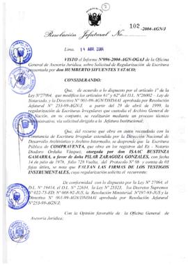 Resolución Jefatural N° 102-2004-AGN/J