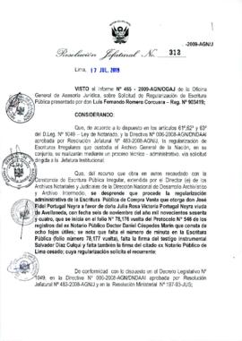 Resolución Jefatural N° 312-2009-AGN/J