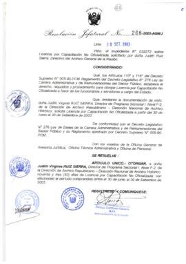 Resolución Jefatural N° 268-2003-AGN/J