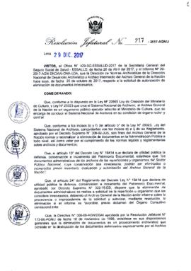 Resolución Jefatural N° 217-2017-AGN/J