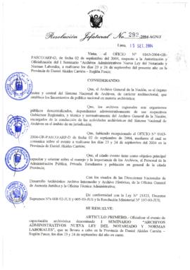 Resolución Jefatural N° 292-2004-AGN/J