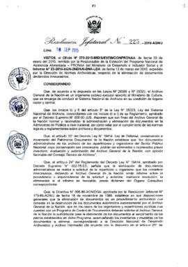 Resolución Jefatural N° 225-2015-AGN/J