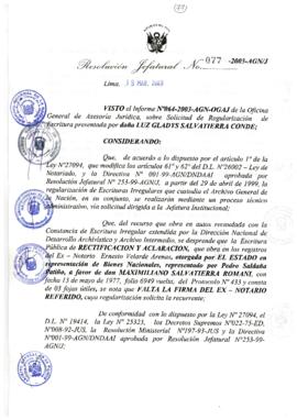 Resolución Jefatural N° 077-2003-AGN/J