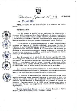 Resolución Jefatural N° 080-2019-AGN/J