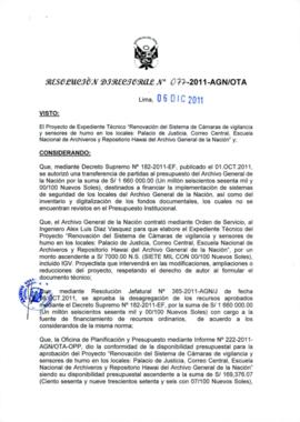 Resolución Directoral N° 077-2011-AGN/OTA