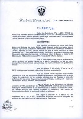 Resolución Directoral N° 031-2011-AGN/OTA