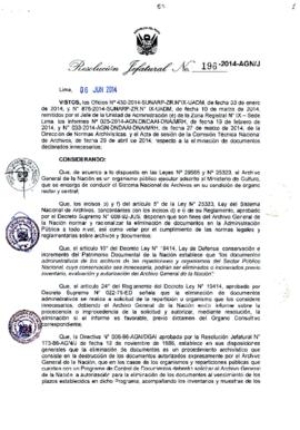 Resolución Jefatural N° 196-2014-AGN/J