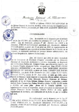 Resolución Jefatural N°022-2001/AGN/J