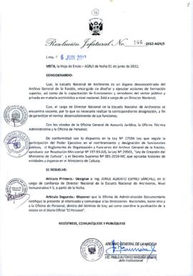 Resolución Jefatural N° 166-2012-AGN/J