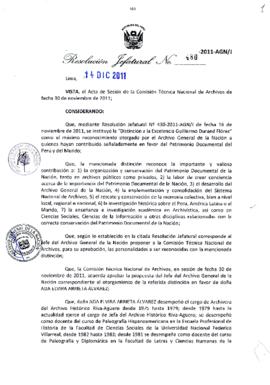 Resolución Jefatural N° 480-2011-AGN/J