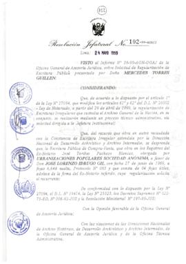 Resolución Jefatural N° 102-1999/AGN/J