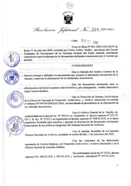 Resolución Jefatural N° 334-2000/AGN/J